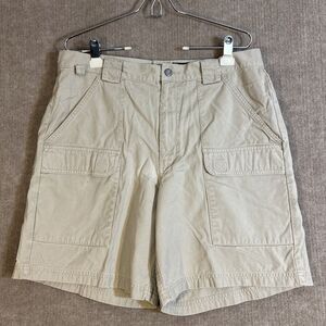 Eddie Bauer Legend Field Shorts Mens 36 Tan Cargo Utility Pockets Casual Outdoor
